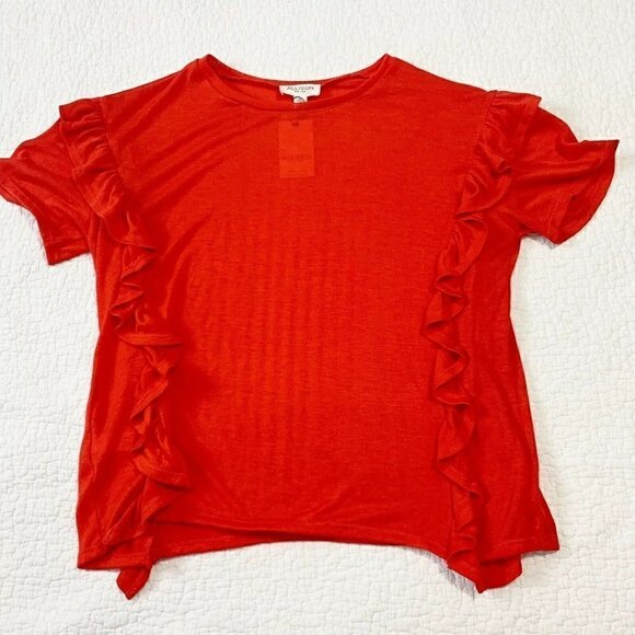 ALLISON New York Orange Ruffle Tee NEW! - Picture 3 of 6